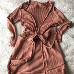 Free People Dusty Pink Long Cardi